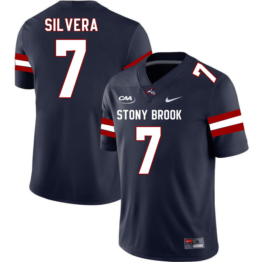 Stony Brook Seawolves #7 Rudy Silvera College Football Jerseys Stitched-Navy